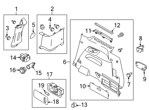 2013 Nissan Quest Power Seats GARNISH - Rear Pillar RH Diagram for 76934-1JA0A
