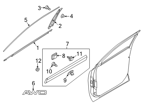 2020 Kia Sorento Exterior Trim - Front Door GARNISH Assembly-Front Door S Diagram for 87722C6100