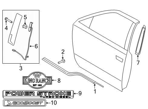 2019 Ford F-150 Exterior Trim - Front Door Belt Molding Diagram for FL3Z-1521453-E