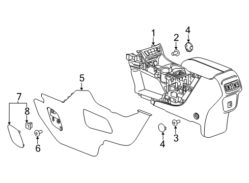 2019 GMC Terrain Center Console Center Console Diagram for 84359643