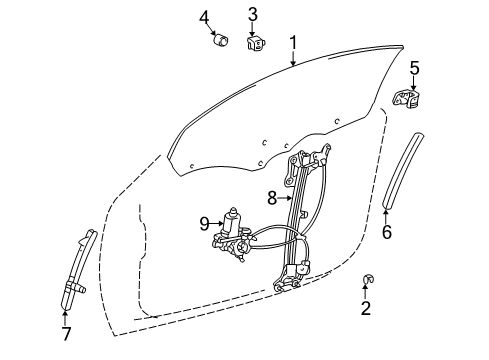 2003 Lexus SC430 Front Door Stabilizer, Door Glass Female, RH Diagram for 67235-30091