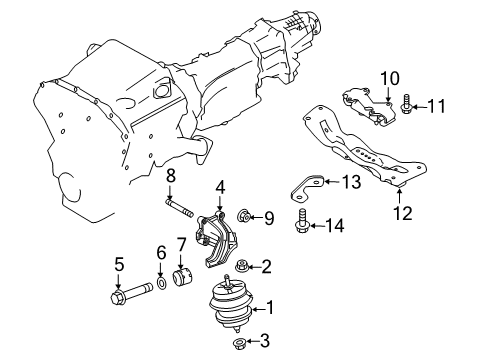 2018 Infiniti Q60 Engine & Trans Mounting Member Assy-Engine Mounting, Rear Diagram for 11310-4GE5A