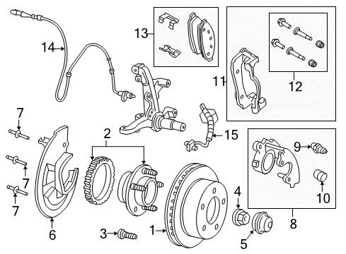 2005 Mercury Grand Marquis Brake Components ABS Sensor Diagram for 5W1Z-2C204-A