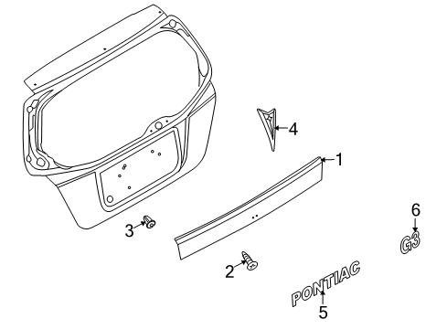 2009 Pontiac G3 Exterior Trim - Lift Gate Handle, Lift Gate Outside Diagram for 96418963