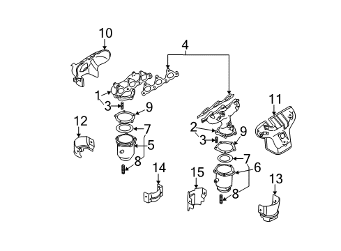 2003 Kia Sedona Exhaust Manifold Exhaust Manifold Assembly, Left Diagram for 28510-39610