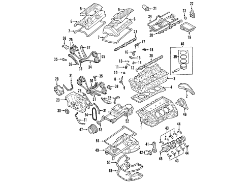 2009 BMW 550i Engine Parts, Mounts, Cylinder Head & Valves, Camshaft & Timing, Variable Valve Timing, Oil Cooler, Oil Pan, Oil Pump, Crankshaft & Bearings, Pistons, Rings & Bearings Guide Bearing Shell Violet Diagram for 11217522992