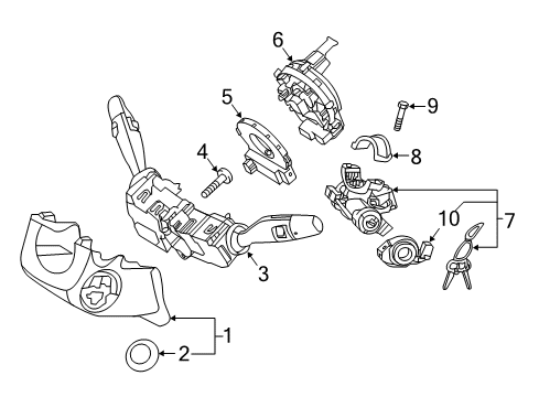 2017 Kia Sorento Shroud, Switches & Levers GROMMET-Steering Column Diagram for 848542W000WK