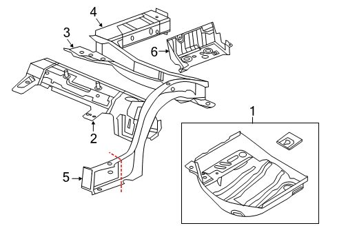 2019 Chrysler 300 Rear Body - Floor & Rails Hook-Tow Diagram for 68245695AA