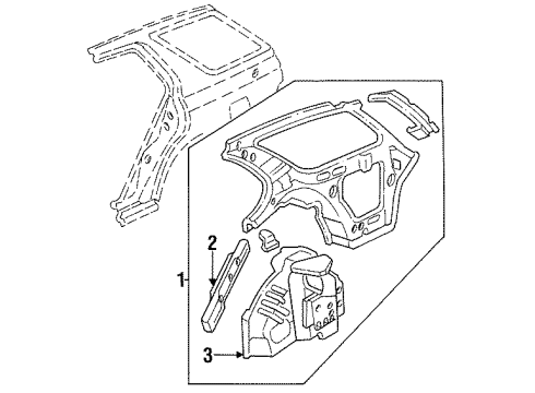 1994 Honda Accord Inner Structure - Quarter Panel Panel, L. RR. Inside Diagram for 64700-SV5-A00ZZ
