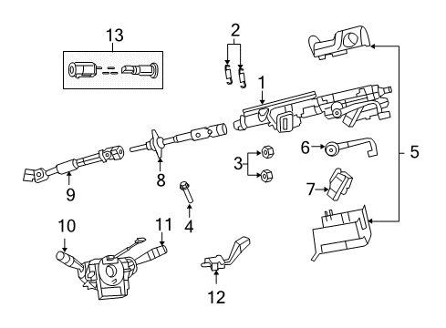 2008 Jeep Wrangler Steering Column, Steering Wheel & Trim Steering Column Intermediat Shaft Diagram for 55351282AC