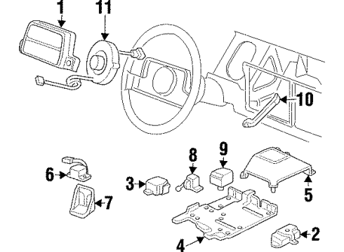 1989 Oldsmobile 98 Air Bag Components SENSOR, Inflatable Restraint System Diagram for 16130094