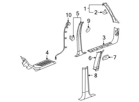 2002 Oldsmobile Bravada Automatic Temperature Controls Molding Asm-Windshield Side Garnish *Pewter Diagram for 15186065