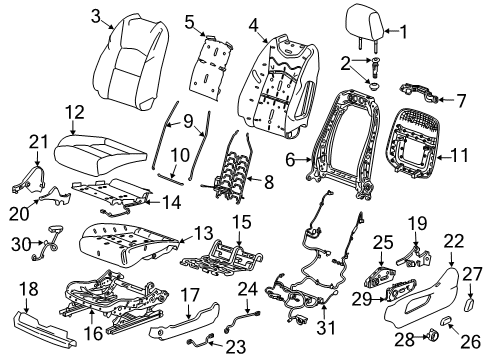 2020 Cadillac XT4 Power Seats Seat Back Cover Diagram for 84569451