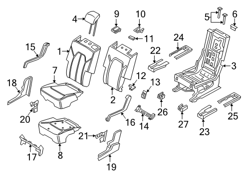 2018 Ford Expedition Second Row Seats Front Trim Diagram for JL1Z-78600A46-AA