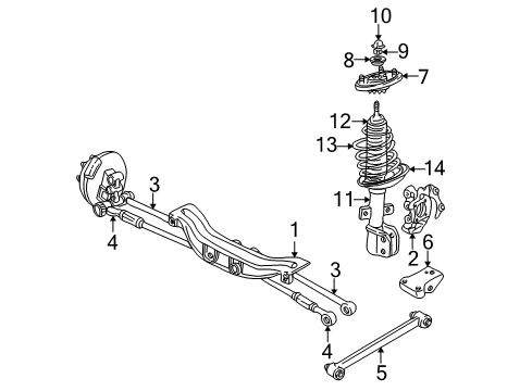 2001 Buick Century Rear Suspension Components, Stabilizer Bar Rod Asm-Rear Wheel Spindle Diagram for 10329687