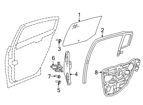 2009 Dodge Avenger Rear Door Screw-Window Regulator Diagram for 68021189AA