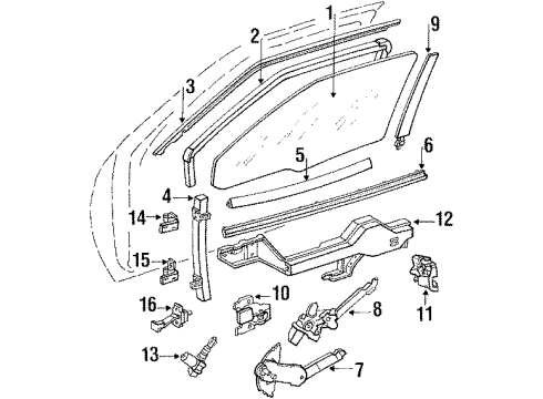 1993 Pontiac Grand Prix Door - Glass & Hardware Front Door Lock Assembly Diagram for 16627089