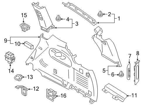 2017 Infiniti QX80 Power Seats GARMOSJ-Back Pillar, RH Diagram for 76936-5ZT0D