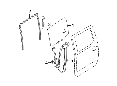 2004 Nissan Titan Rear Door Glass Run-Rear Door Window LH Diagram for 82331-ZH60B