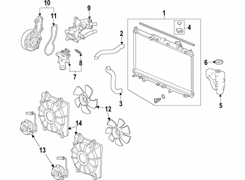 2015 Acura TLX Cooling System, Radiator, Water Pump, Cooling Fan Shroud Diagram for 19015-5A2-A02