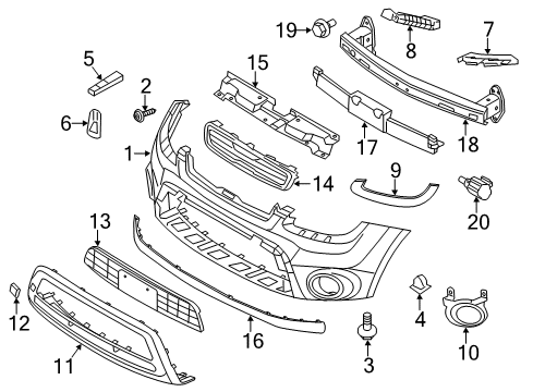 2013 Kia Soul A/C & Heater Control Units Cover-BLANKING Front Fog Diagram for 865152K500