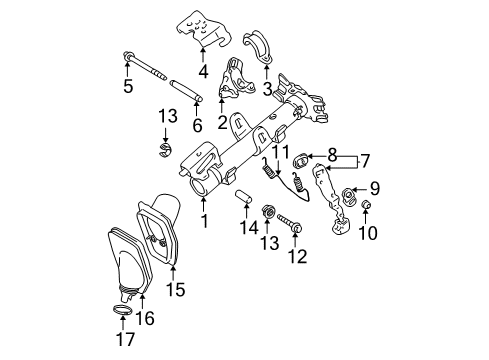 2001 Toyota RAV4 Housing & Components Tilt Lever Nut Diagram for 45833-52010