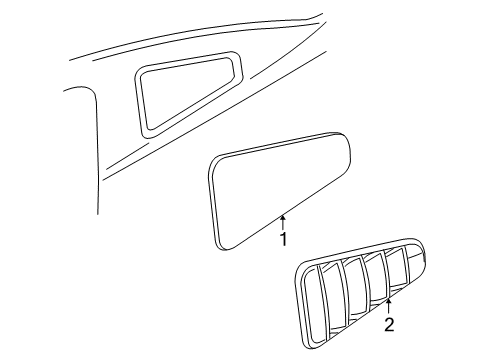 2010 Ford Mustang Quarter Panel - Glass & Hardware Louver Diagram for AR3Z-63280B10-BA