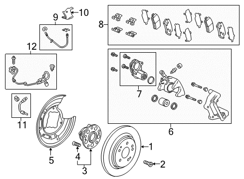 2020 Acura TLX Anti-Lock Brakes Sensor Assembly, Left Front Diagram for 57455-T2F-A01