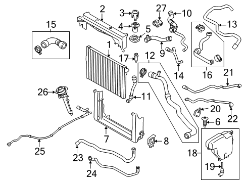 2012 BMW 760Li Radiator & Components Coolant Hose Diagram for 17127595610