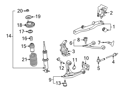 2009 Saturn Sky Rear Suspension Components, Lower Control Arm, Upper Control Arm, Stabilizer Bar Strut Diagram for 19150178