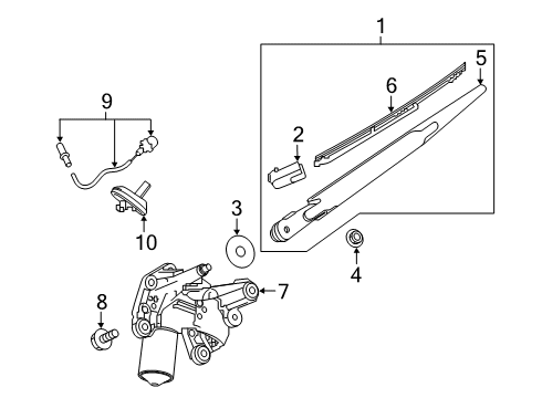 2018 Nissan Kicks Wiper & Washer Components Rear Window Wiper Arm Assembly Diagram for 28781-5RB0A
