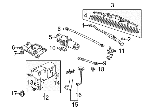 2008 Honda S2000 Wiper & Washer Components Tank Diagram for 76840-S2A-003