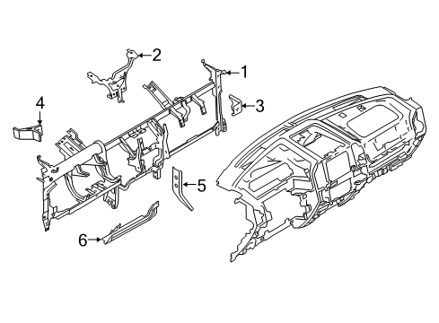 2018 Lincoln Navigator Instrument Panel Center Brace Diagram for JL7Z-78045G08-A