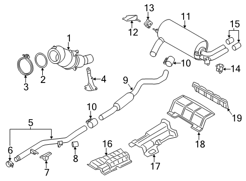 2015 BMW 228i Exhaust Components Centre Muffler Diagram for 18308606733