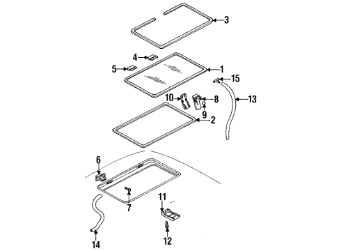 1994 Pontiac Trans Sport Sunroof Handle, Roof Vent Window Latch Diagram for 10244359