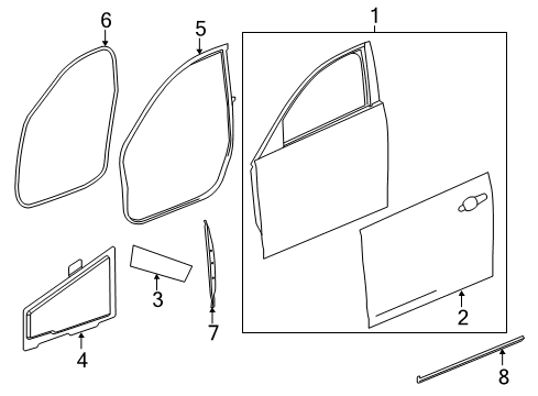 2014 Cadillac CTS Front Door Weatherstrip On Body Diagram for 84056853