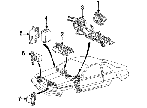 1995 Ford Thunderbird Air Bag Components Rear Sensor Diagram for F5LY-14B007-A