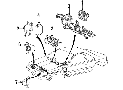 1995 Ford Thunderbird Air Bag Components Diagnostic Unit Diagram for F7PZ-14B056-AB