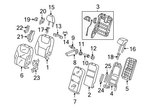 2005 Honda Odyssey Rear Seat Components Guide, Headrest Lock *YR239L* (KI IVORY) Diagram for 81144-S0A-J01YA