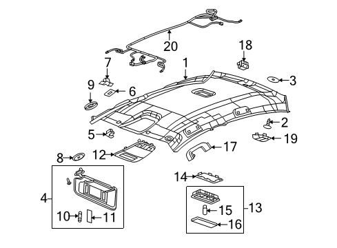 2010 Buick LaCrosse Interior Trim - Roof Headliner Diagram for 9075388