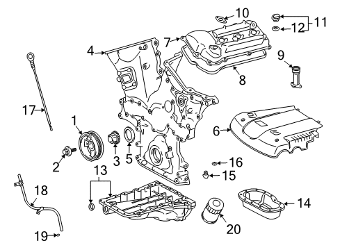 2005 Toyota 4Runner Filters Timing Cover Diagram for 11310-31012