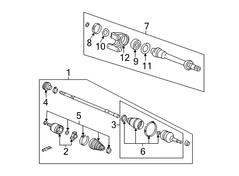 2005 Acura TSX Drive Axles - Front Joint Set, Outboard Diagram for 44014-SDC-A52