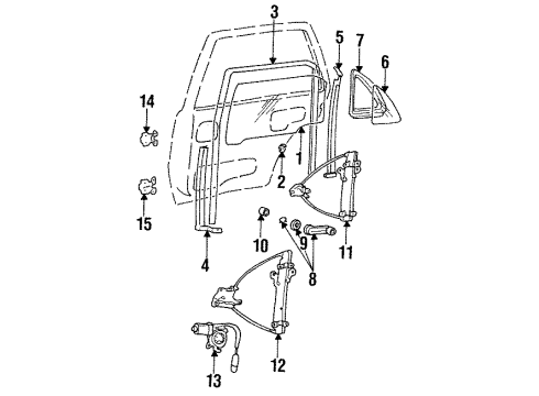 1992 Hyundai Elantra Rear Door - Glass & Hardware Run Assembly-RR Dr WDO G Diagram for 83531-28001