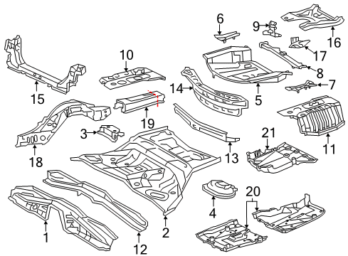 2013 Lexus GS350 Rear Body - Floor & Rails Pan, Rear Floor Diagram for 58311-30402