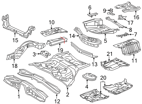 2017 Lexus GS450h Rear Body - Floor & Rails Pan, Center Floor Diagram for 58211-30410