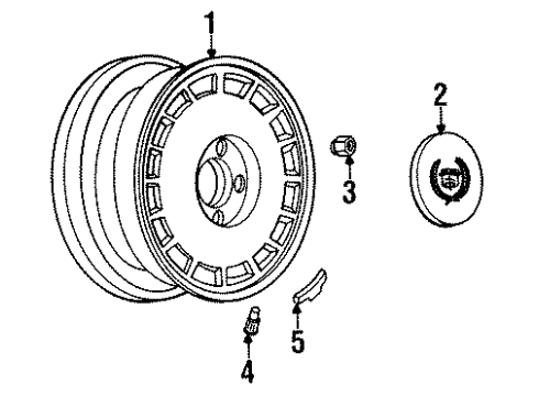 1993 Cadillac Allante Wheels Hub Cap Unit Diagram for 3539325