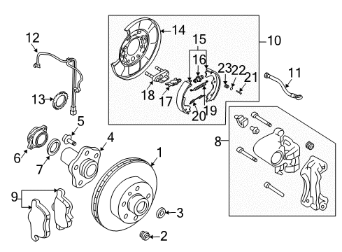 2004 Nissan 350Z Brake Components Spring-Return, Rear Brake Shoe Diagram for 44091-8J010