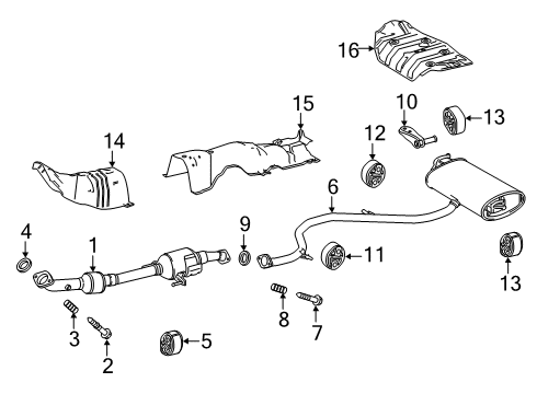 2019 Toyota Corolla Exhaust Components Muffler & Pipe Diagram for 17430-0T251