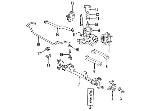 1995 Jeep Grand Cherokee Front Suspension Components, Lower Control Arm, Upper Control Arm, Stabilizer Bar ABSORBER-Suspension Diagram for 4638190AD