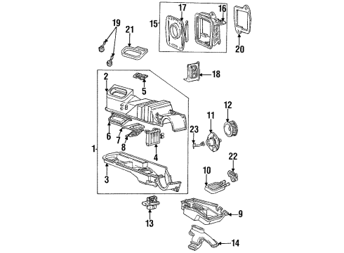 1995 Ford Windstar A/C Evaporator & Heater Components Heater Case Diagram for F68Z-18B299-AA